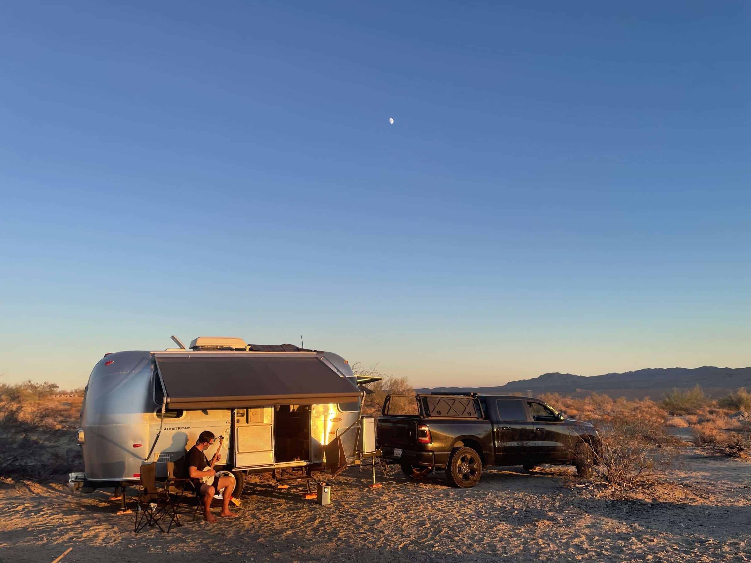 Playing Banjo by the Airstream